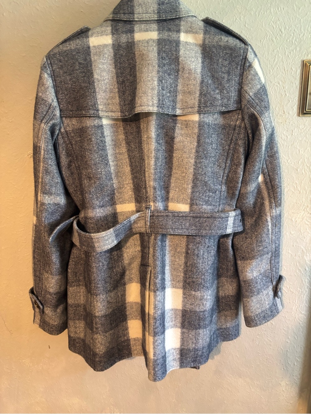 Burberry Women's Gray Plaid Belted Wool-Blend Coat - Picture 4 of 7